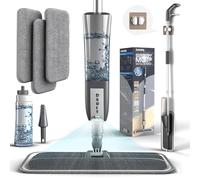 Balai serpillère avec Fonction de pulvérisation, Balai pulvérisateur Rotatif à 360 ° avec 3 tampons en Microfibre lavables, réservoir d'eau de 500 ML, 1 Support pour serpillère, serpillère pour