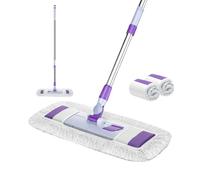 Balai serpillère industriel avec manche télescopique en acier inoxydable de 125 cm, rotation à 360 °, pour bois dur, carrelage, marbre, stratifié (largeur 56 cm)