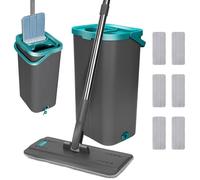 Balai Serpillère Microfibre, Serpillère Seau Essoreur avec 6 Tampons s, Serpillère de Nettoyage pour Sols et Seau Essoreur