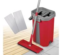 Balai serpillère Plat raclette intégrée et Seau essoreur Smart Mop Compact 360°