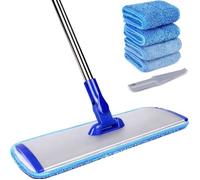 Balai-serpillère professionnel en microfibre de 45 cm avec 4 lingettes réutilisables - Nettoyage efficace des sols en bois, vinyle e
