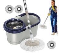 Balai Serpillère - Vadrouille De Nettoyage Rotative | Kit Balai Serpillère Et Seau | Seau Et Brosse Essoreur Faciles D'utilisation | Lavette Rotative Automatique | Brosse Rotatif Automatique