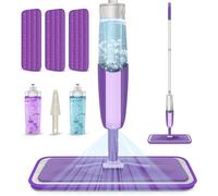 Balai Serpillère Vaporisateur, Balai Lave Sol Spray Mop Microfibre Balais Serpillere Reservoir 3 Tampons Vadrouille Lavables Violet