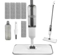 Balai Serpillère Vaporisateur, Balais Nettoyer Sol, Spray Mop Plat, Microfibre Balai avec 5 Tampons Réutilisables et Racloir