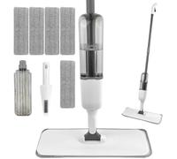 Balai Serpillère Vaporisateur, Balais Nettoyer Sol, Spray Mop Plat, Microfibre Balai avec 5 Tampons Réutilisables et Racloir