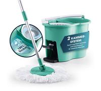 Balai serpillière avec seau - Mop à microfibres - Système de filtration à deux compartiments - Pédale - Turquoise - Pour parquet, stratifié et carrelage