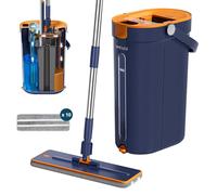 Balai Serpillière Essoreur Plat 3 Réservoirs K1-Pro, Réelle Séparation Eau Propre Et Sale, Nettoyage Hygiénique sans Effort, Manche Ajustable INOX, Tête XL, x10 Microfibres Lavables, Marque Française