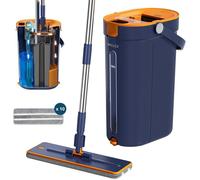 Balai serpillière essoreur plat K1-Pro3 réservoirs séparation eau propre/sale jet-brosse, manche inox, tête XL,4microfibres lavables