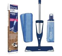 Balai Spray avec Reservoir - Bona + 850 ML Nettoyant Parquets + 2 Pads en Microfibre - Balai Serpillère Vaporisateur - Kit Nettoyage Sol - Balai Serpillere Professionnel, Bleu