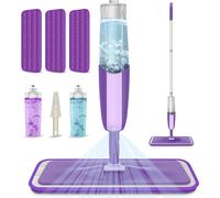 Balai spray - Microfibre lavable - Manche en aluminium - 3 chiffonnettes et 2 flacons rechargeables
