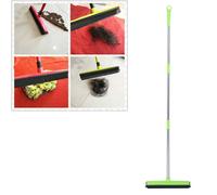 Balai télescopique 3 sections - Nosheir - Brosse caoutchouc anti-poils - nettoyage tapis & vitres - vert