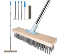 Balai télescopique en fil d'acier (160cm) pour enlever la mousse et les taches tenaces sur le patio, la terrasse et dans le jardin