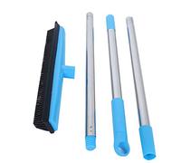 Balai télescopique multifonction pour tapis de sol, nettoyeur de poussière pour poils d'animaux, balayeuse, outils de nettoyage avec tête de brosse en caoutchouc PP pour la (Bleue)