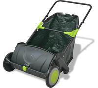 Balai-tondeuse manuel avec un collecteur de 103 litres, une largeur de nettoyage de 55 cm, un châssis en acier et des sacs en polyéthylène, idéal pour les jardins, les cours, les allées, les terrasses