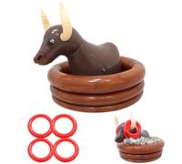 Balakaka Seau à Glace Gonflable pour Boissons, Seau à glace Figurine de taureau noir avec 4 Anneaux Jeux Interactifs, Rafraîchisseur de bière pour les Fêtes la Plage d'été en Plein Air