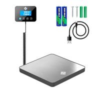 Balance Colis Électronique - 200 kg - Précision 10 g - Fonction Hold-Tare | Plateforme Robuste et Facile à Nettoyer, Grand Écran Lumineux, Alimentation par USB-C ou Piles Incluses - Argent