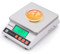 Balance de précision 10 kg / 0,1 g, balance de laboratoire, plaque en acier inoxydable, conforme à la norme CE