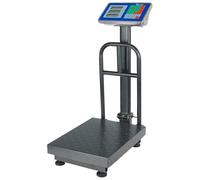 Balance industrielle électronique avec plateforme et écran LED 150 kg | Tare, remise à zéro, sommation de 99 articles et mémoire de 7 prix. Batterie rechargeable offrant jusqu'à 60 h d'autonomie.
