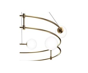 Balance Plafonnier suspendu moderne cylindrique doré, abat-jour en verre