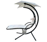 BalanceFrom Chaise longue à bascule incurvée à suspendre avec coussin, oreiller, auvent, support et pochette de rangement, capacité de 150 kg