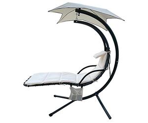 BalanceFrom Chaise longue à bascule incurvée à suspendre avec coussin, oreiller, auvent, support et pochette de rangement, capacité de 150 kg