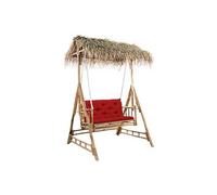 Balancelle 2 places feuilles de palmier et coussin 202cm Bambou