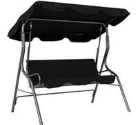 Outsunny Balancelle de Jardin 3 Places Toit imperméabilisé Inclinaison réglable Coussins Assise Dossier 1,7L x 1,1l x 1,53H m Acier Polyester Noir