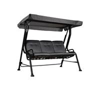 Outsunny Balancelle de jardin 3 places grand confort, toit inclinable, coussins amovibles Gris/Noir