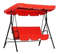 Outsunny Balancelle de Jardin 3 Places Rouge avec Toit Imperméable Inclinable en Acier Aosom France