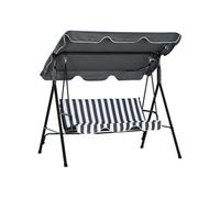 Outsunny Balancelle de Jardin 3 Places Toit Inclinaison réglable Coussins Assise et Dossier 1,72L x 1,1l x 1,53H m Acier Noir Polyester Gris