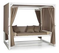 Balancelle de jardin - blumfeldt Eremitage Luxury - Canapé balançoire - 236x210x180 cm - Auvent et rideaux - Polyester - Blanc Blanc G