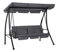Outsunny Balancelle de Jardin Convertible 3 Places Grand Confort Inclinaison Toit réglable Matelas fourni 2L x 1,25l x 1,7H m métal Polyester Noir Anthracite