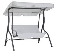 Balancelle de Jardin Hollywood Gris 140x112x150 cm Balançoire max 200kg Pare-Soleil Pieds antidérapants Jardin Terrasse