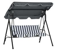 Balancelle de jardin - Outsunny - 3 places - toit inclinaison réglable - coussins - 1,72 x 1,1 x 1,53 m - acier noir polyester gris