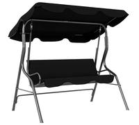Outsunny Balancelle de Jardin 3 Places Toit imperméabilisé Inclinaison réglable Coussins Assise Dossier 1,7L x 1,1l x 1,53H m Acier Polyester Noir