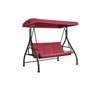 VEVOR Balancelle de terrasse 3 places, balançoire convertible avec auvent réglable porche extérieur, coussin épais amovible, cadre acier allié, pour balcon, jardin, bord de piscine, couleur bordeaux