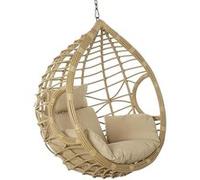 Balancelle Fauteuils à bascule suspendu en rotin synthetique coloris naturel - Longueur 105 x Hauteur 125 x Profondeur 75cm -PEGANE- Naturel G