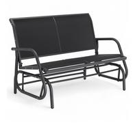 BALANCELLE - TECTAKE - Banc à bascule GRETA 2 places banc de jardin extérieur balancelle en acier 121 x 72 x 865 cm - Noir