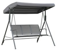 Balançoire de jardin 3 places avec auvent réglable, gris, revêtement en Textilene respirant, assise ergonomique, structure en acier époxy thermolaqué