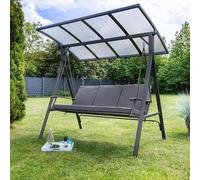 Balançoire de jardin 3 places Balançoire Hollywood avec toit gris