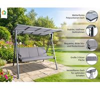 Balançoire de jardin 3 places Balançoire Hollywood avec toit gris