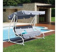 Balançoire de jardin 3 places tissu auvent réglable Cruiz