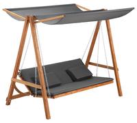 Balançoire de jardin avec fonction lit, balançoire "Hollywood" pour 3 personnes avec fonction lit, en bois de mélèze, couleur gris | Toit de protection solaire réglable | Capacité de 240 kg | Dimensio