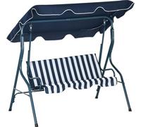 Balançoire de jardin - Balançoire Hollywood - Toit pare-soleil réglable - 170 × 110 × 153 cm - Acier et polyester - Bleu