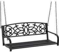 Balançoire de jardin - Banc à bascule 2 places en acier - Avec accoudoirs - Pour l'extérieur - Montage nécessaire - 127 × 59,5 × 52 cm - Noir