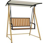 Balançoire de jardin - Banc à bascule 2 places - Toit solaire réglable - Pour l'extérieur - Montage nécessaire - Kaki
