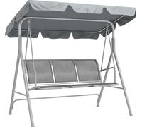 Balançoire de jardin Hollywood - 3 places avec toit - Dossier réglable - Textilène respirant - Structure métallique - Charge maximale 240 kg - 171 x 108 x 154 cm - Gris