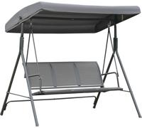 Balançoire de jardin Hollywood - Banc à bascule 3 places avec toit - Toit pare-soleil réglable - Dossier respirant - Structure en acier - Polyester - 175 x 118 x 159 cm - Gris