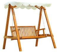 Balançoire de jardin Outsunny 2 places en bois de mélèze. Balançoire robuste et résistante aux intempéries, avec un auvent imperméable, pour le jardin ou la terrasse.