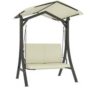 Balançoire de jardin Outsunny avec auvent réglable et coussin d'assise, blanc crème